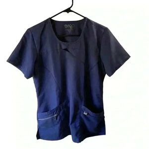 ERGO LIFE Women’s Threads Medical Scrub Top V-neck Navy Blue S